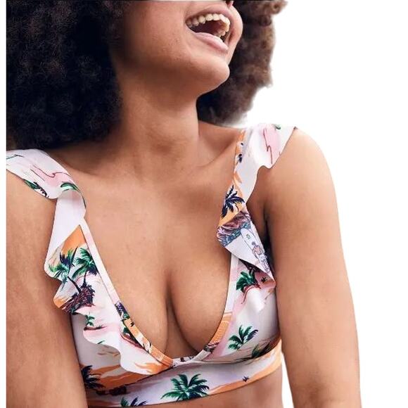 aerie Other - Aerie Ruffle Longline Bikini Top - Slumber Party NWT Size Small